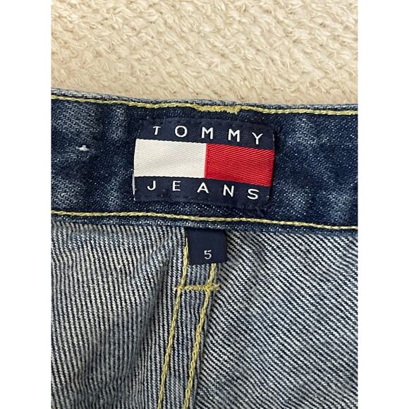 VTG Tommy Hilfinger Women's 70's Chic Logo Sides High Rise Boot Cut Blue Jeans 5 - Picture 3 of 16